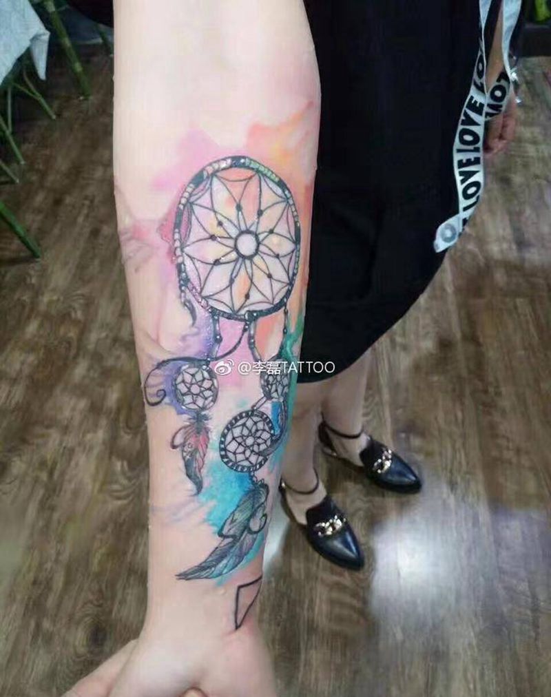 捕梦网纹身图片