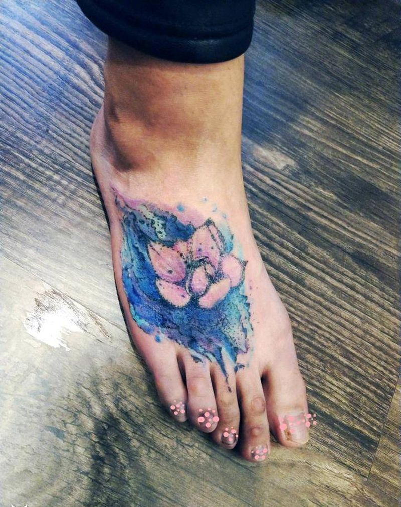 遮盖纹身图片_脚部欧美清新植物纹身图案