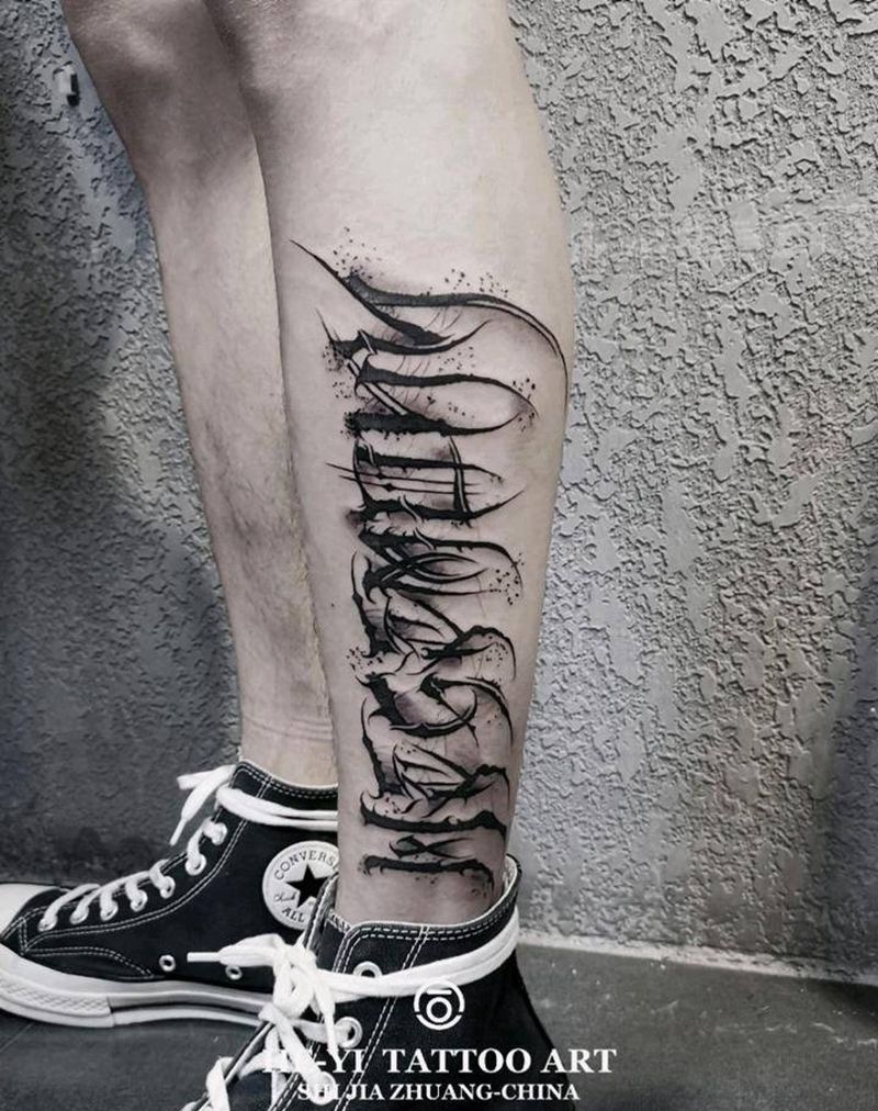 小清新？？？纹身图片_手臂腿部花体字欧美写实奇卡诺小腿纹身花体字纹身纹身图案