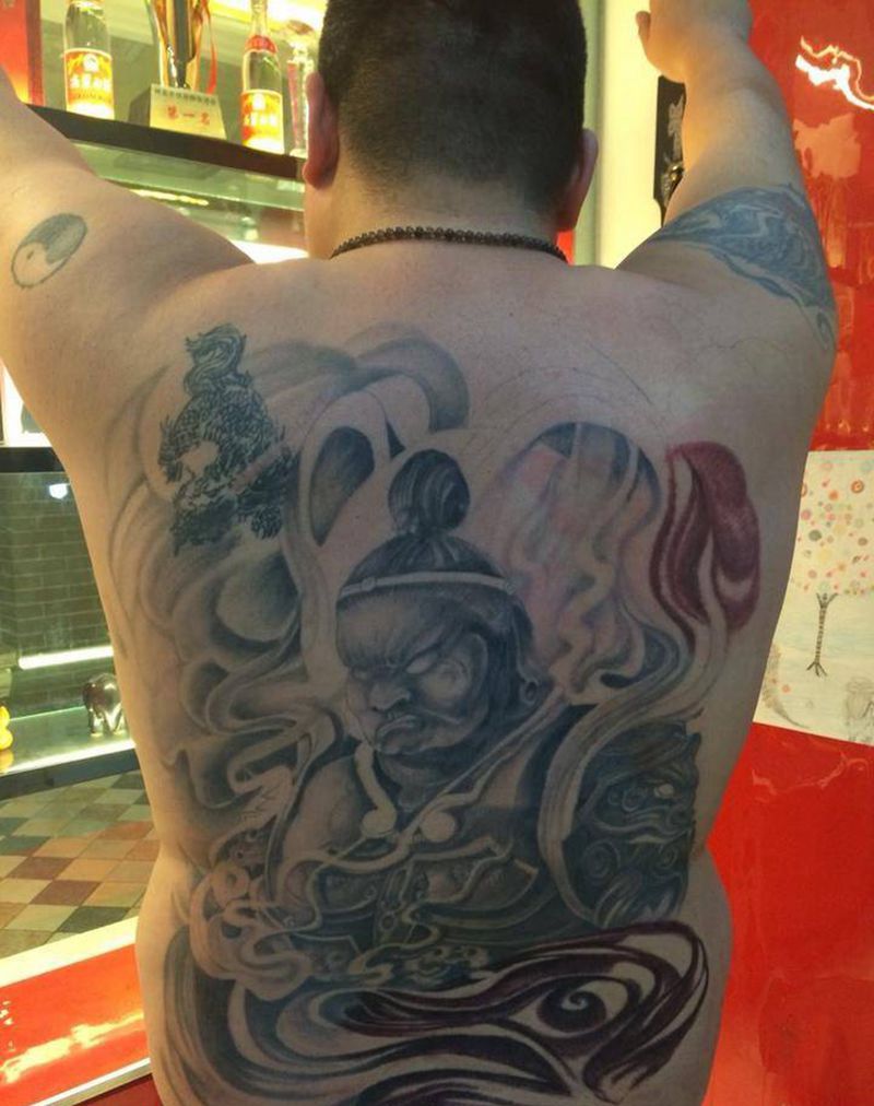 不动明王未完成纹身图片