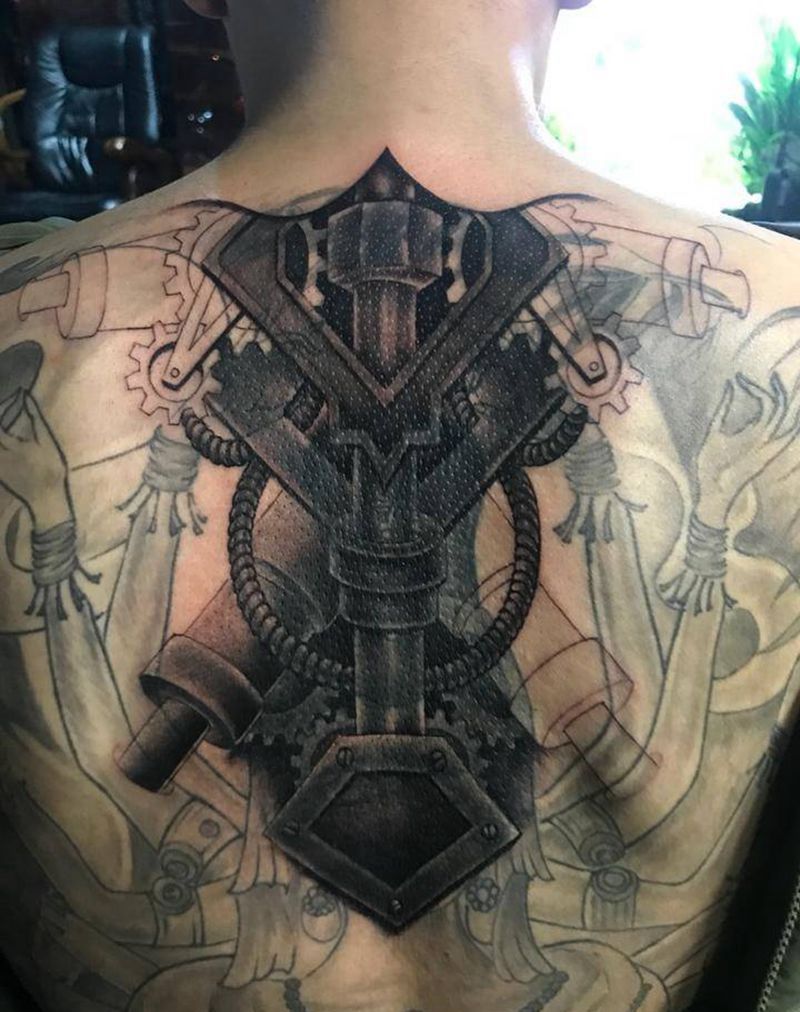 机械翅膀纹身图片