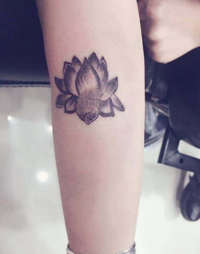 小荷花&小九尾狐纹身图片_手臂腿部清新动物纹身图案