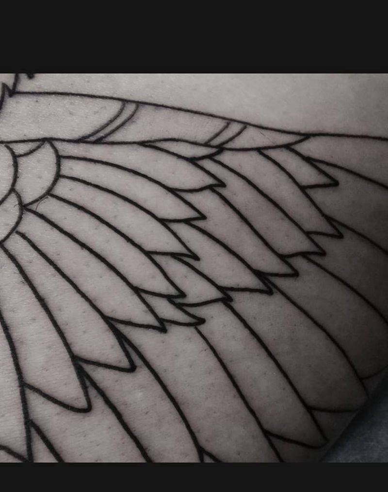 小腿鹰（未完成）纹身图片_腿部手臂欧美写实New School包小腿翅膀鹰纹身图案