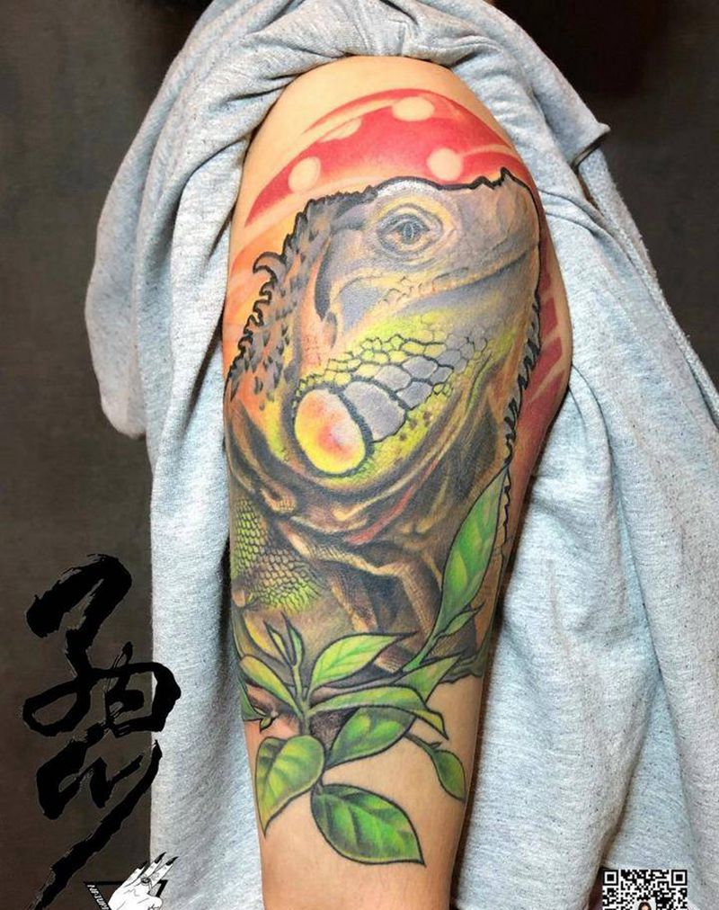 蜥蜴纹身图片_手臂New School重彩纹身图案