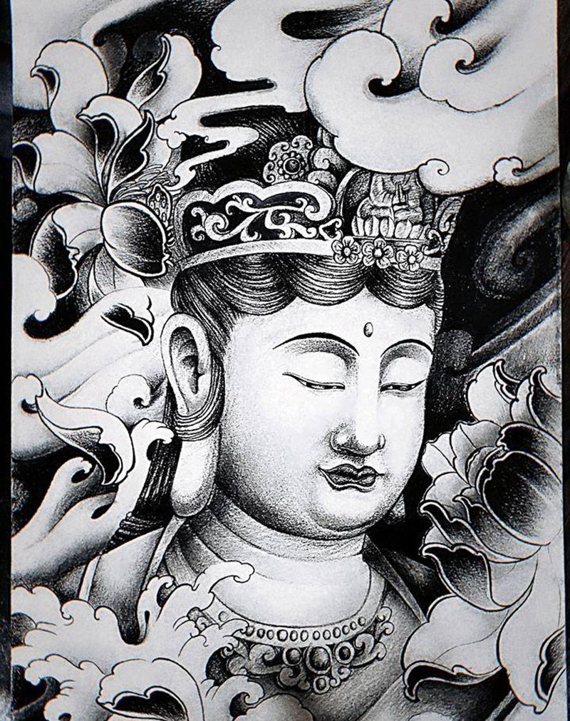 普贤菩萨纹身图片_手臂肩部新传统老传统纹身图案