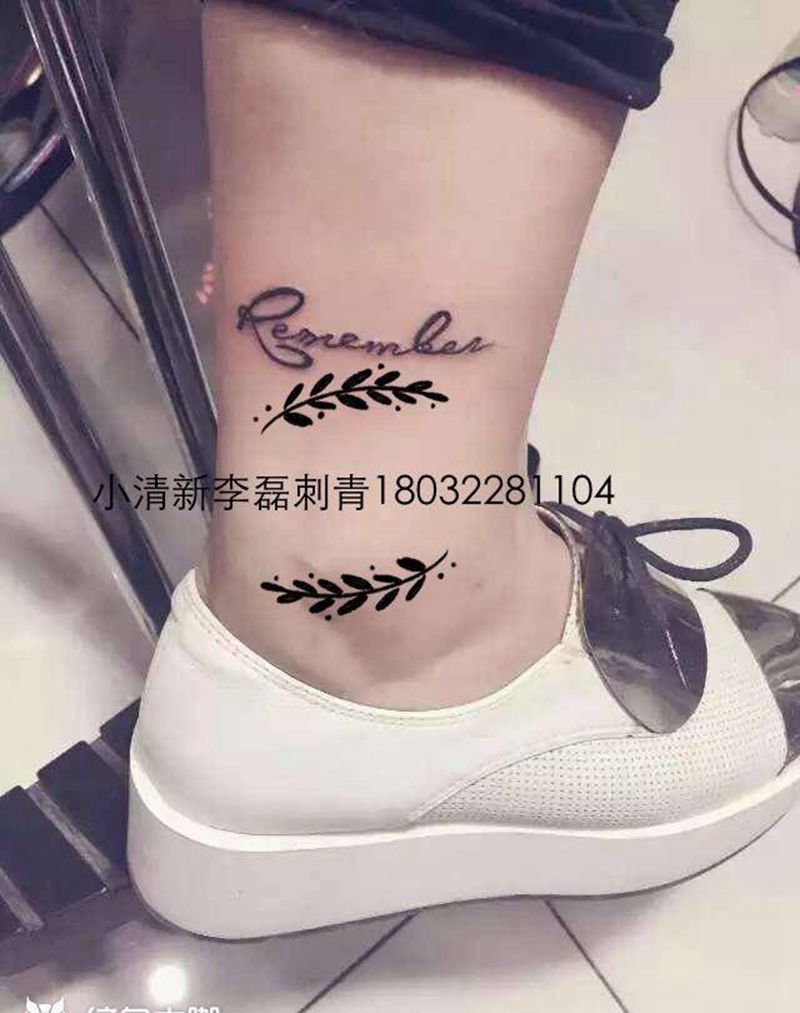 脚踝英文字母纹身图片