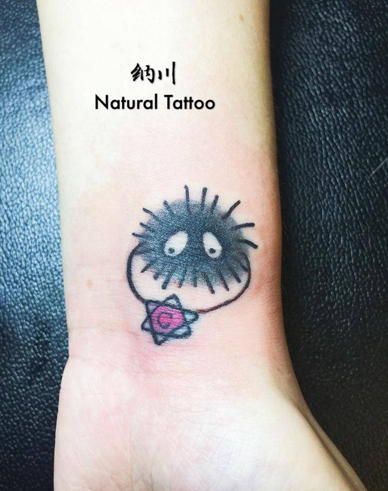 卡哇伊的小霉菌纹身图片_成品手臂手部清新欧美卡通鬼神贴纸纹身图案