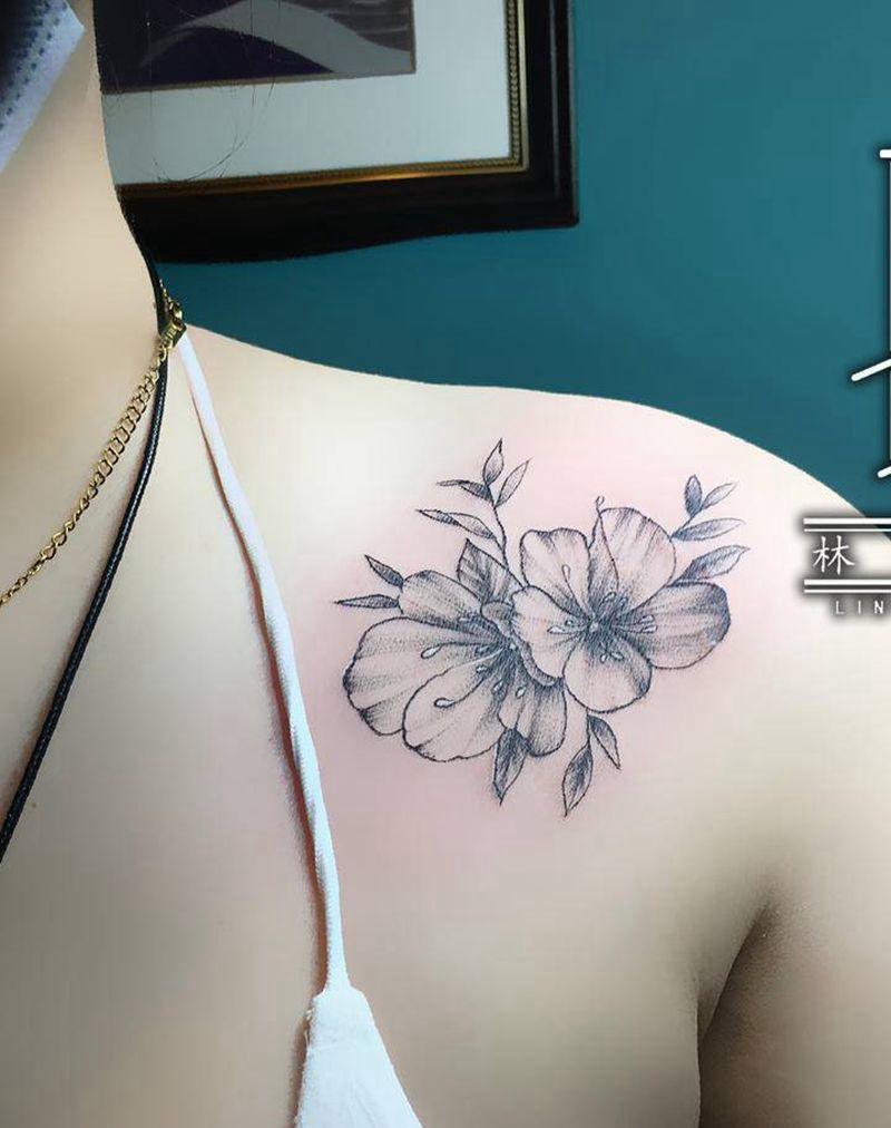 素花纹身图片_New School点刺素花点刺纹身图案