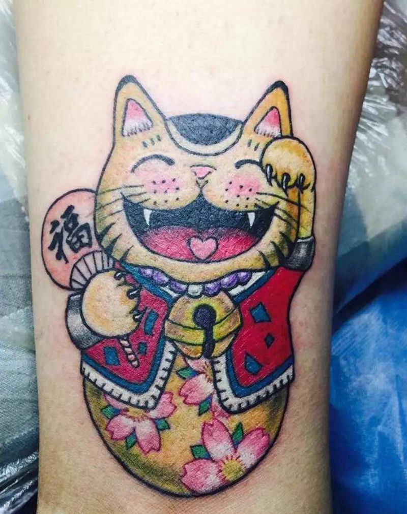 招财猫纹身图片
