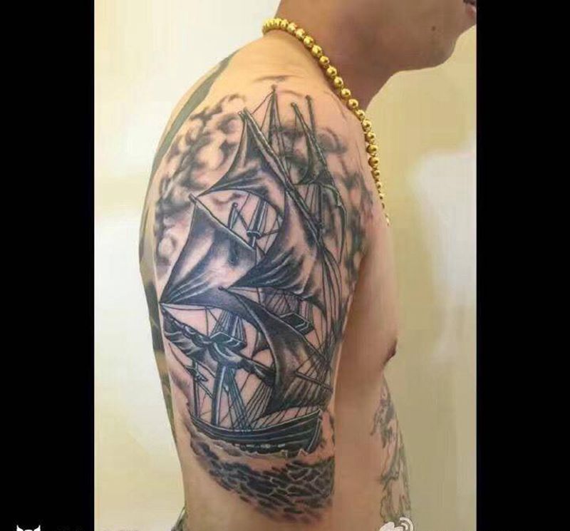 一帆风顺 遮盖纹身图片_成品手臂欧美遮盖贴纸原创纹身图案