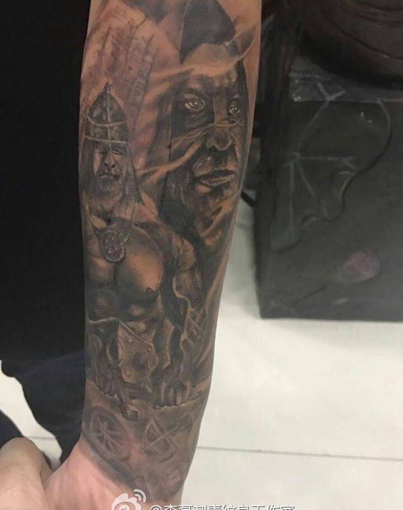 小臂欧美人物纹身图片_手臂欧美人物纹身图案