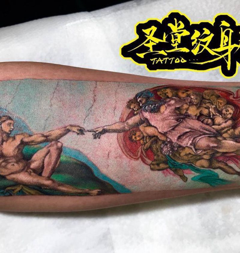 创造亚当纹身图片