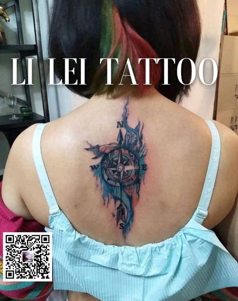 指南针纹身图片