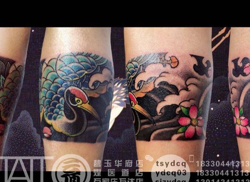 鶴 臂环纹身图片_成品手臂传统习俗动物植物原创纹身图案