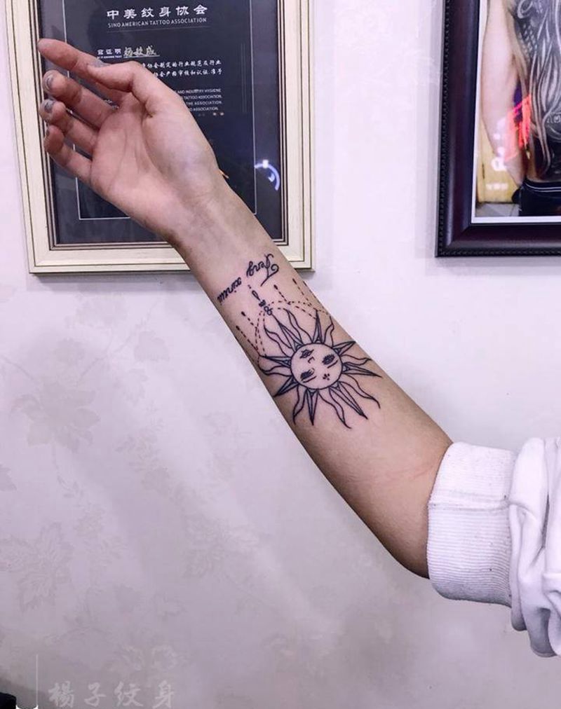 太阳神纹身图片_手臂纹身图案