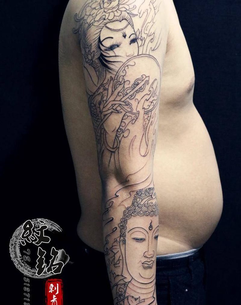 花臂未完成纹身图片