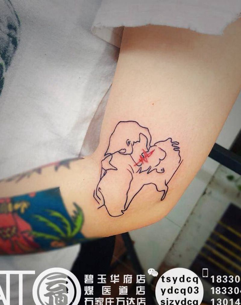 线条纹身图片_成品手臂欧美清新人物原创纹身图案