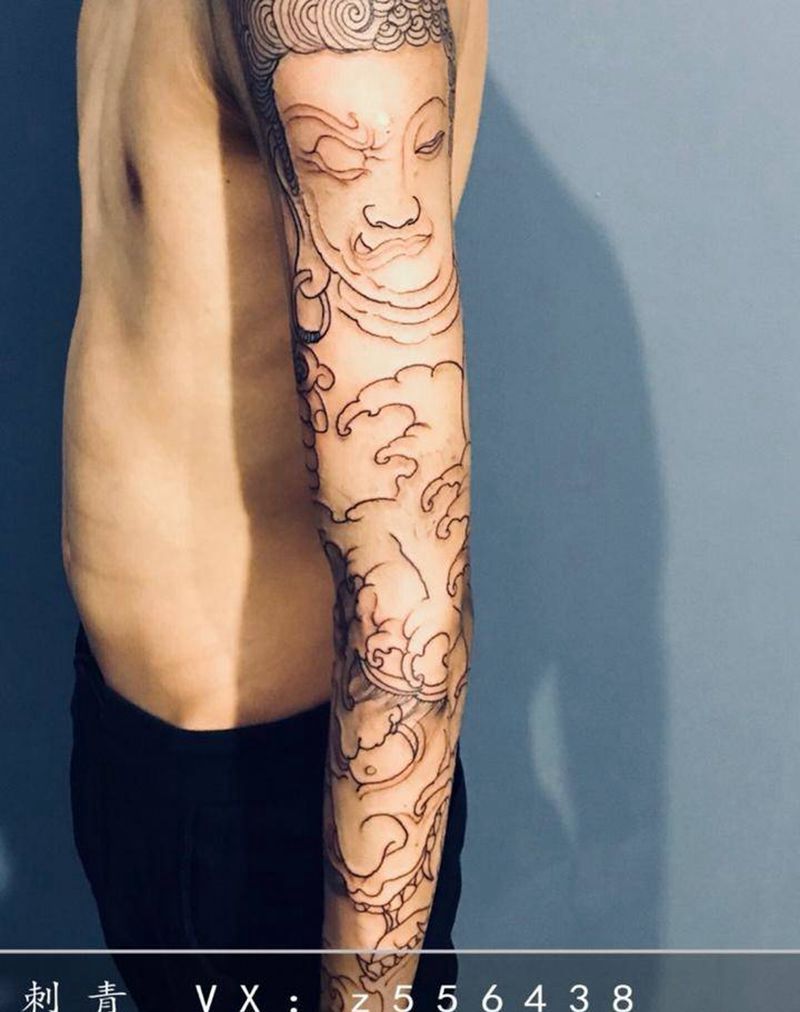 不动明王般若纹身图片_手臂新传统纹身图案