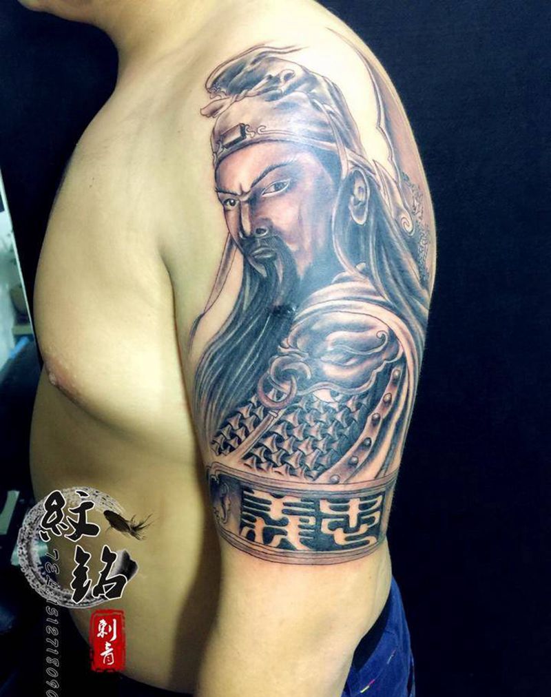 关云长纹身图片_成品手臂传统人物纹身图案