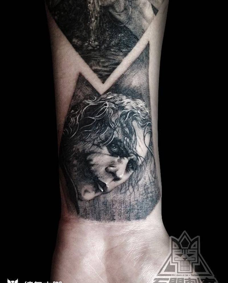 小丑纹身图片_成品手臂欧美写实肖像人物鬼神纹身图案