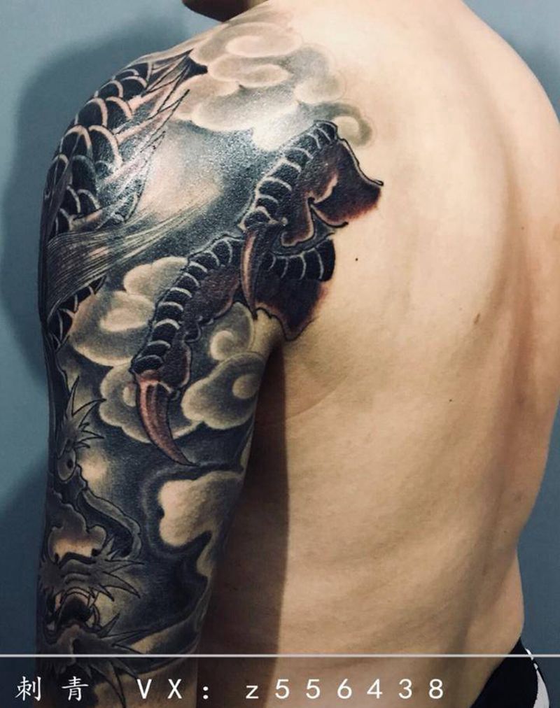 龙遮盖纹身图片_手臂纹身图案