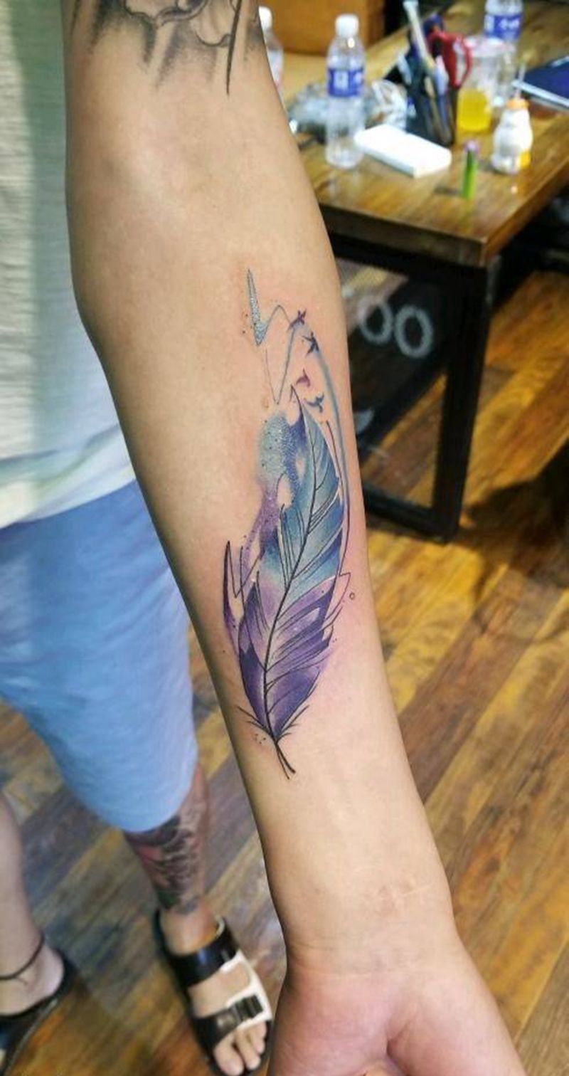 情侣水彩小图纹身图片_水彩纹身图案