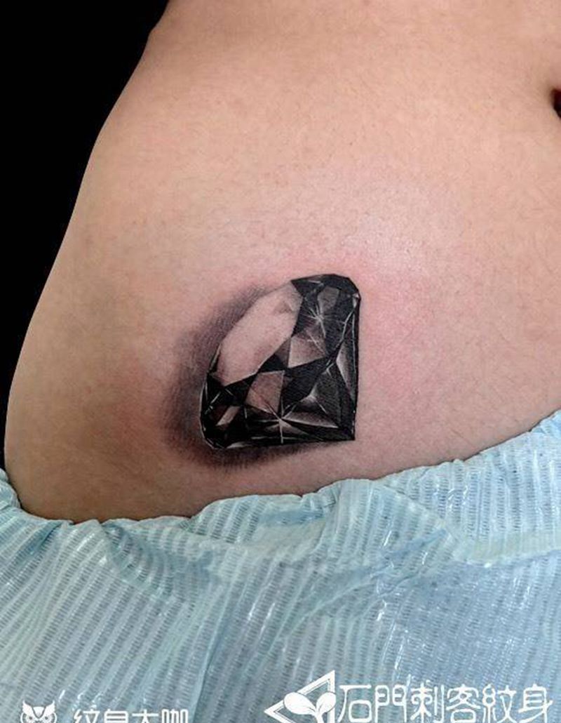 钻石纹身图片_成品腹部腰部欧美写实静物纹身图案