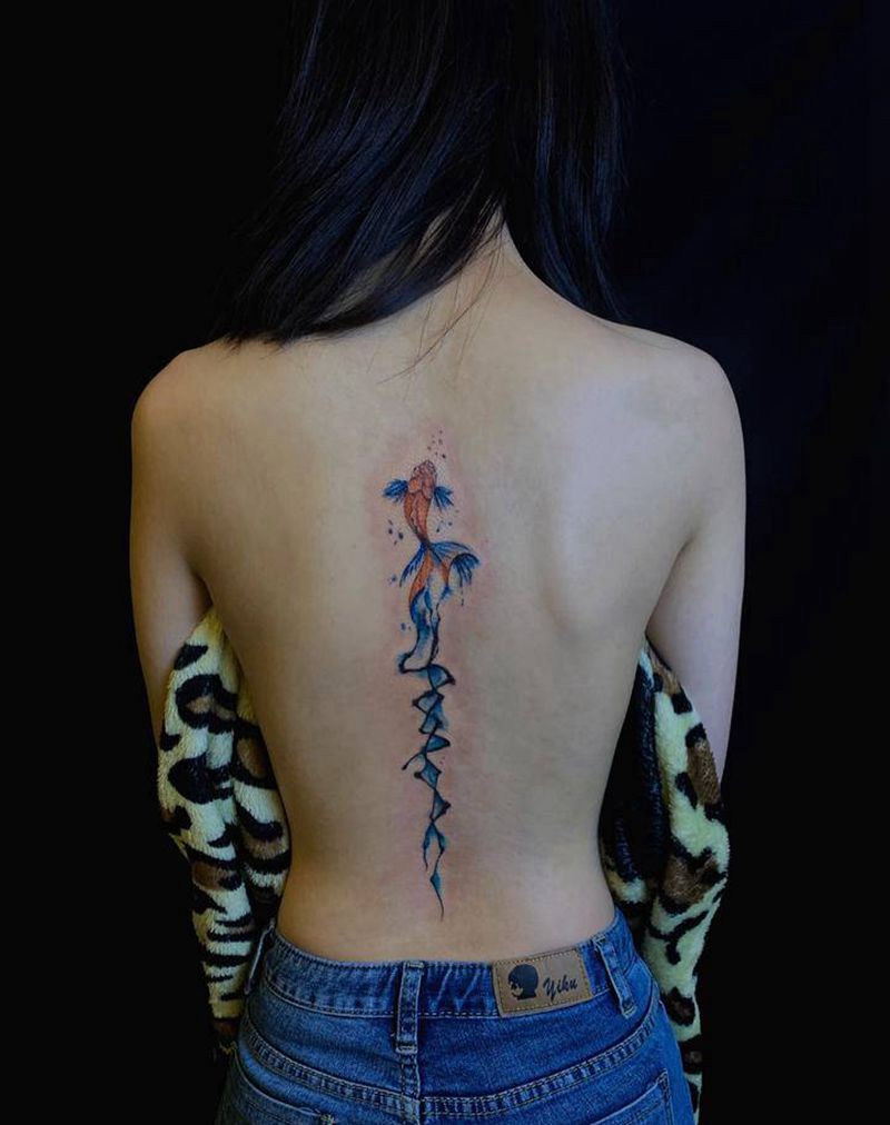 水彩系列纹身图片_背部水彩纹身图案