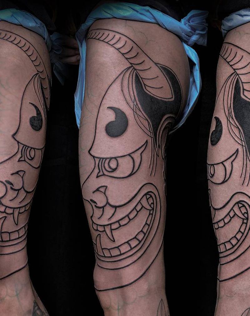 大班若花腿纹身图片_腿部老传统纹身图案