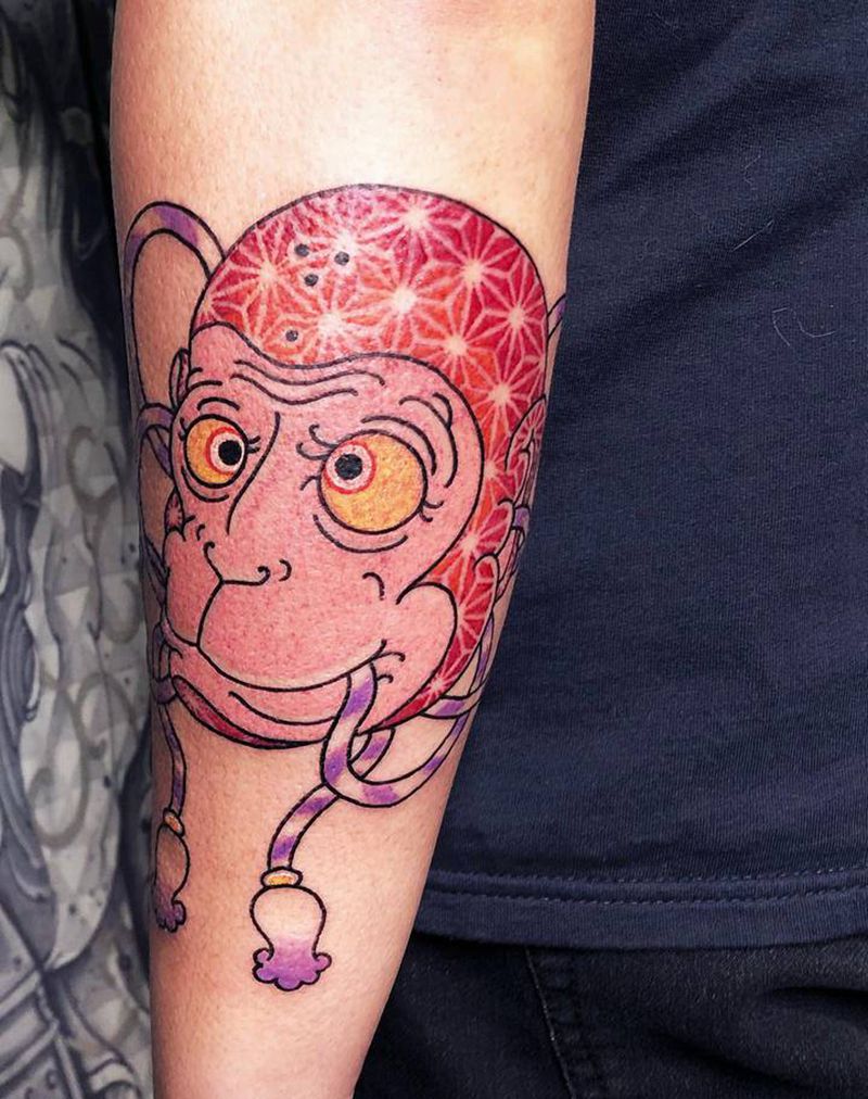 猴纹身图片_手臂腿部老传统纹身图案