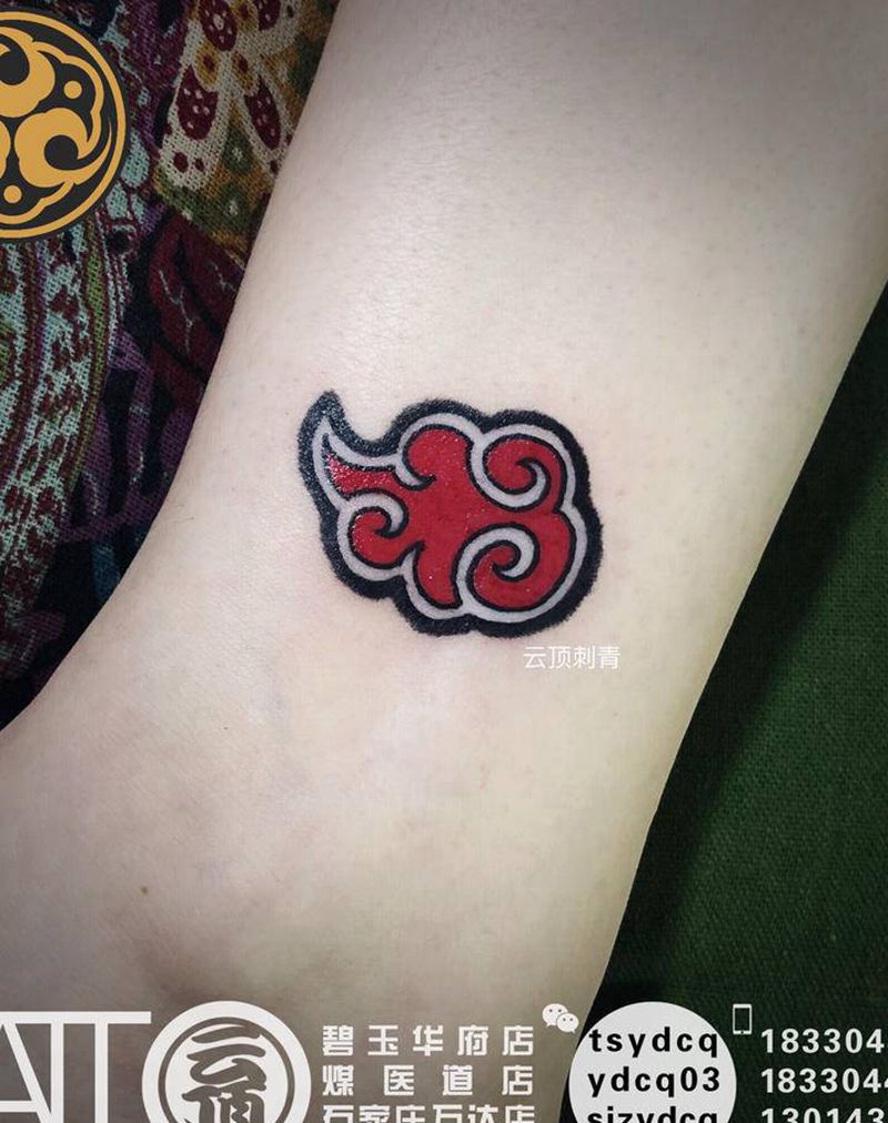 一个标志纹身图片_腿部New School云纹身图案