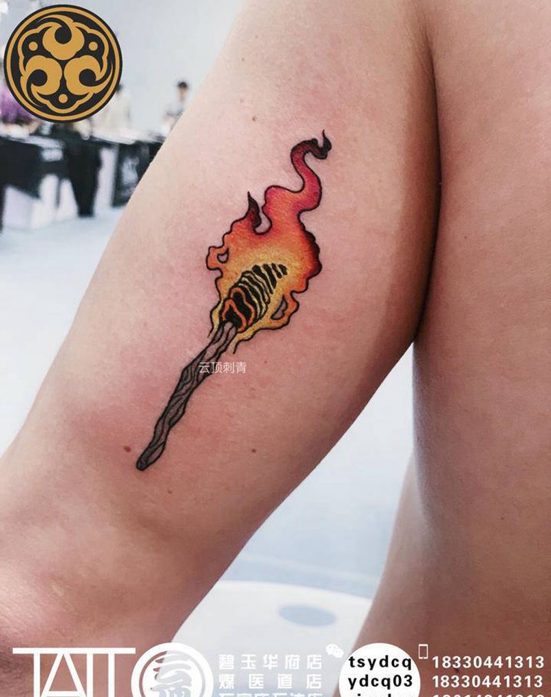 火柴纹身图片_手臂New School火柴纹身图案