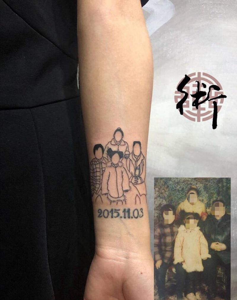 照片线条纹身图片_手臂图腾照片纹身图案