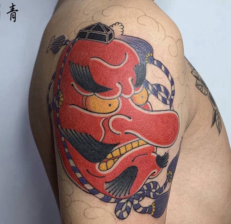 天狗纹身图片_手臂背部老传统新传统纹身图案