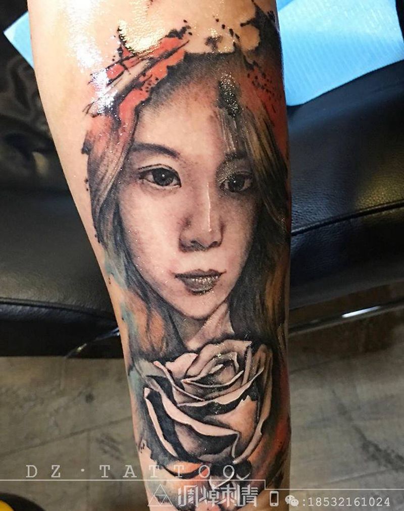肖像纹身图片_手臂欧美写实纹身图案