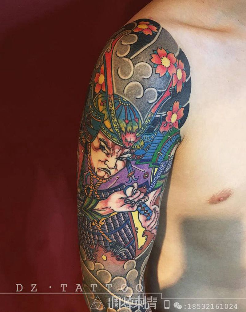 老传统花臂纹身图片_手臂新传统纹身图案