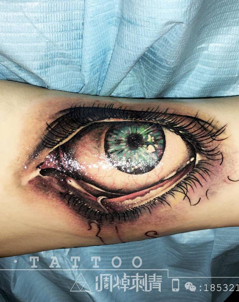 写实眼睛纹身图片_手臂欧美写实纹身图案