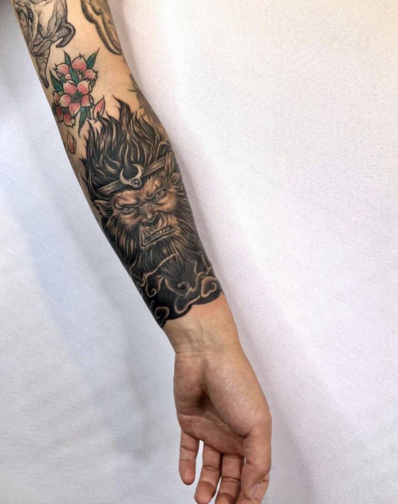 修改悟空纹身图片_手臂欧美写实纹身图案