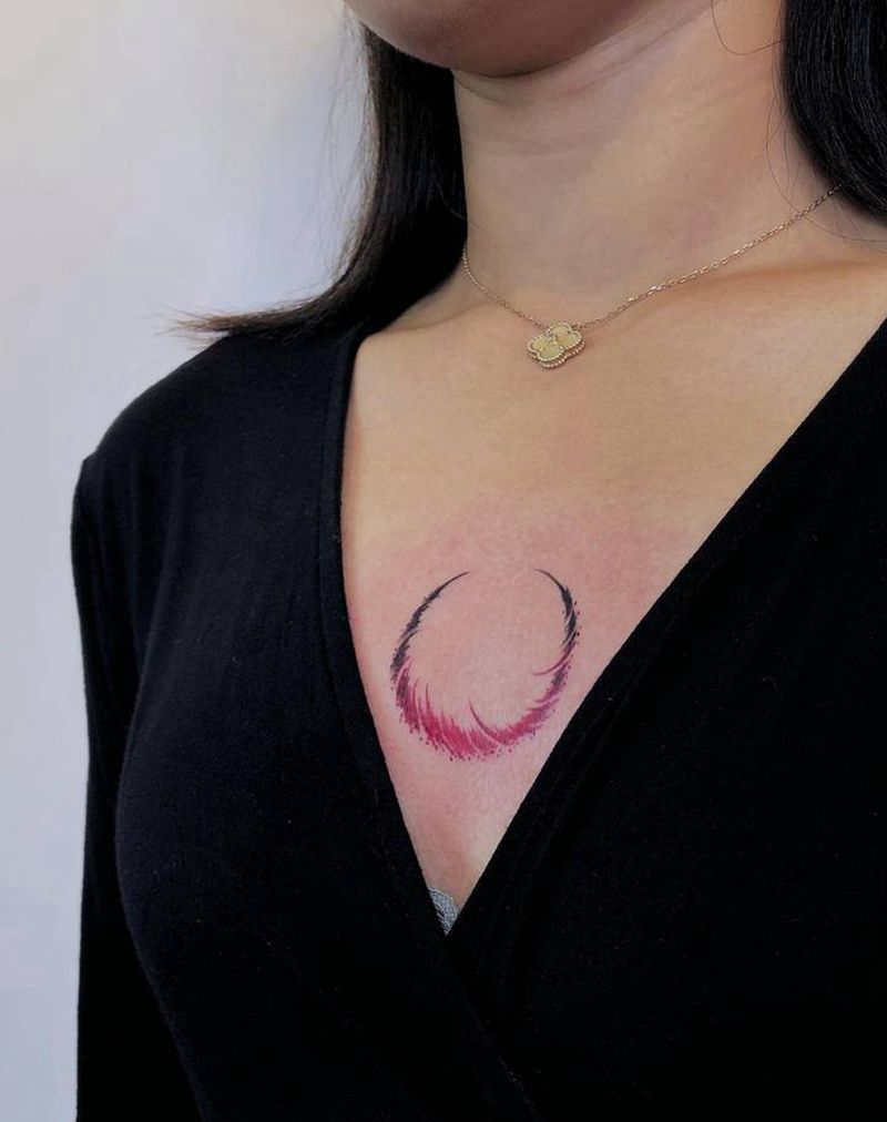 粉色美少女战士纹身图片_胸部水墨纹身图案