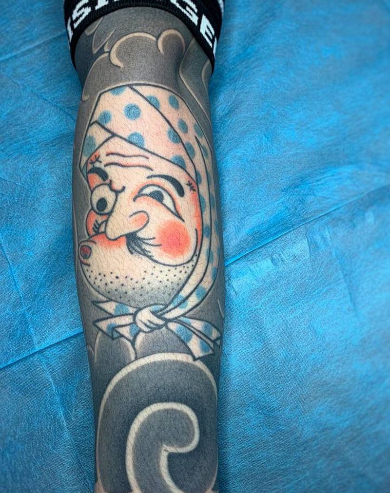 圆三刺纹身图片_手臂老传统纹身图案