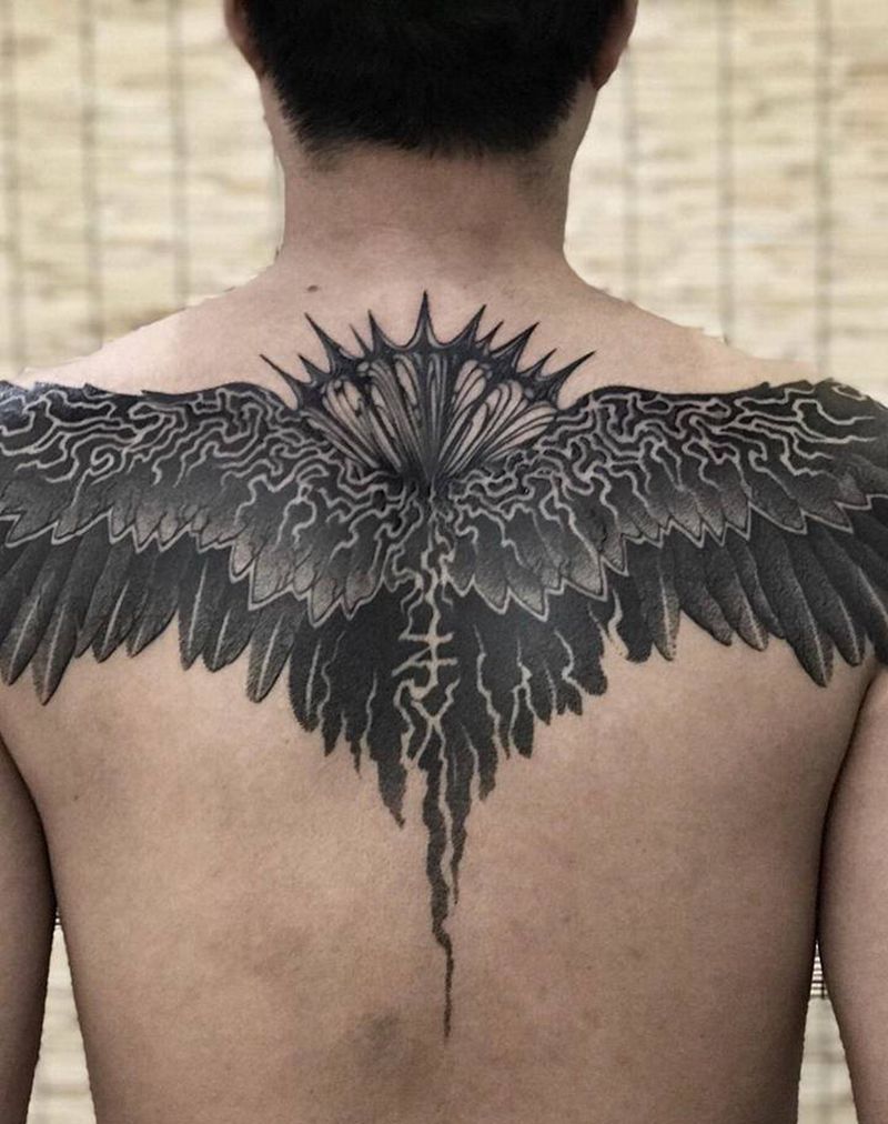 网图爆改纹身图片_背部点刺图腾纹身图案