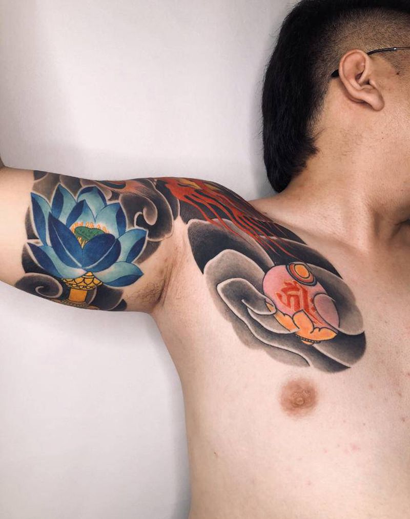 半胛纹身图片_肩部手臂老传统新传统纹身图案