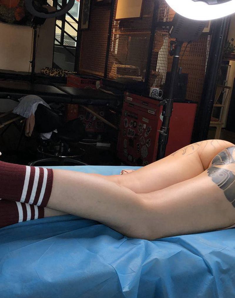 雾面纹身图片_臀部背部老传统新传统纹身图案