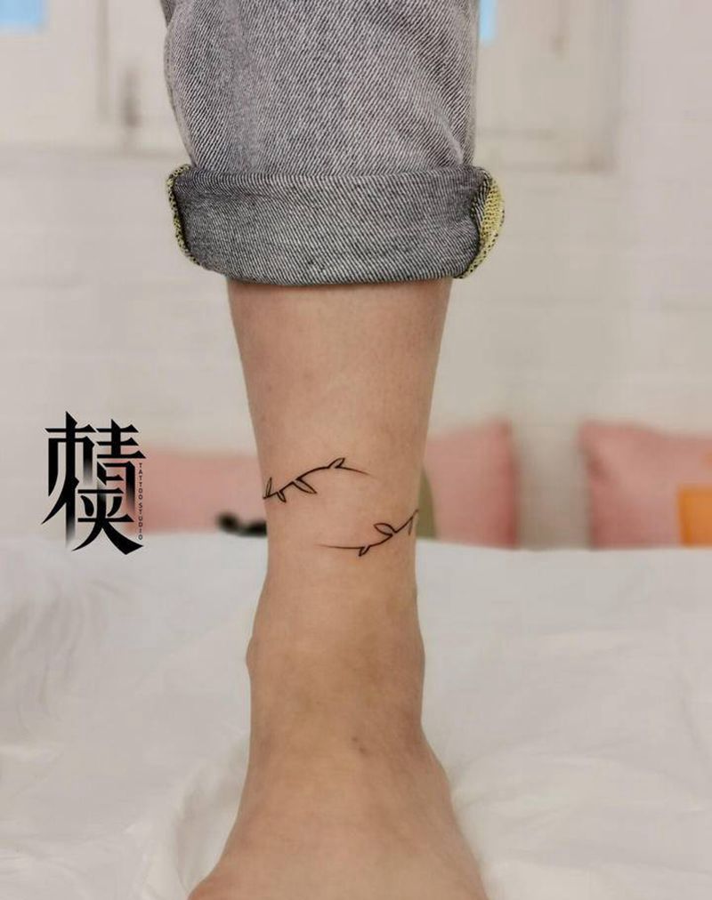 脚环纹身图片_脚部图腾纹身图案