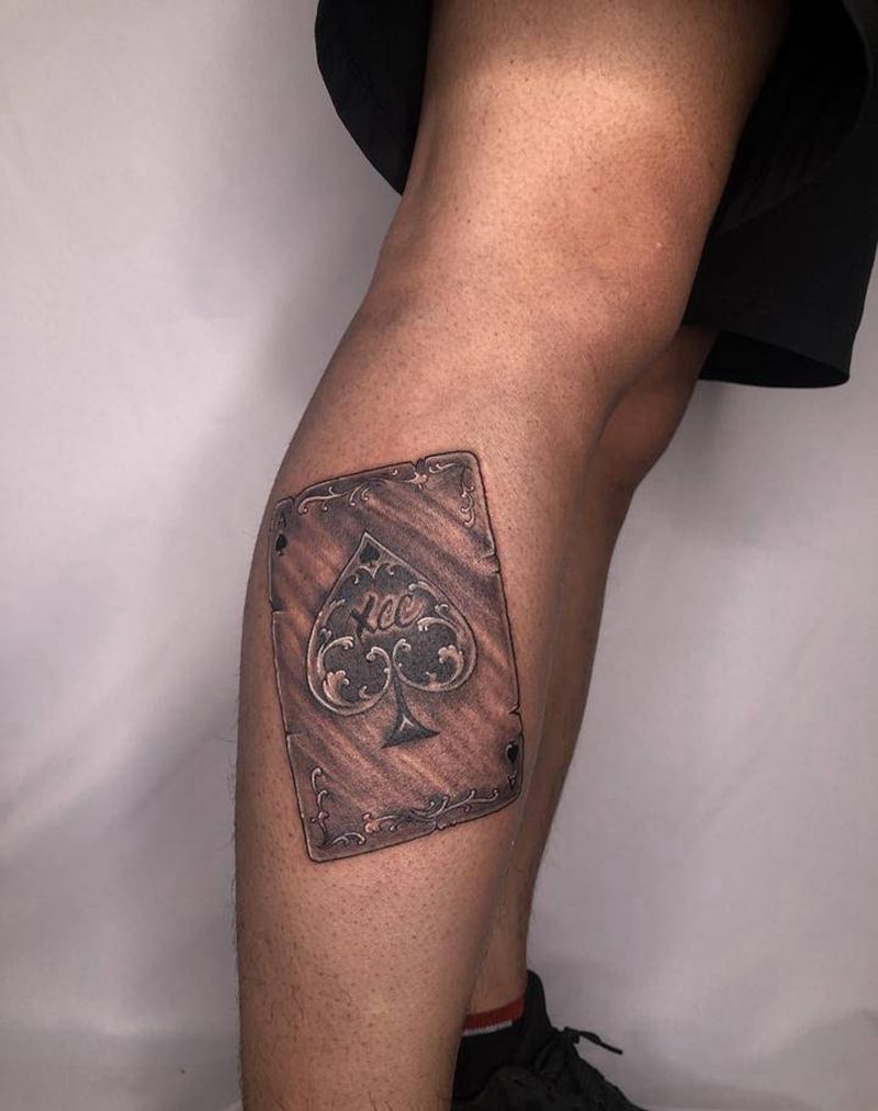 扑克纹身图片_手臂腿部欧美写实纹身图案