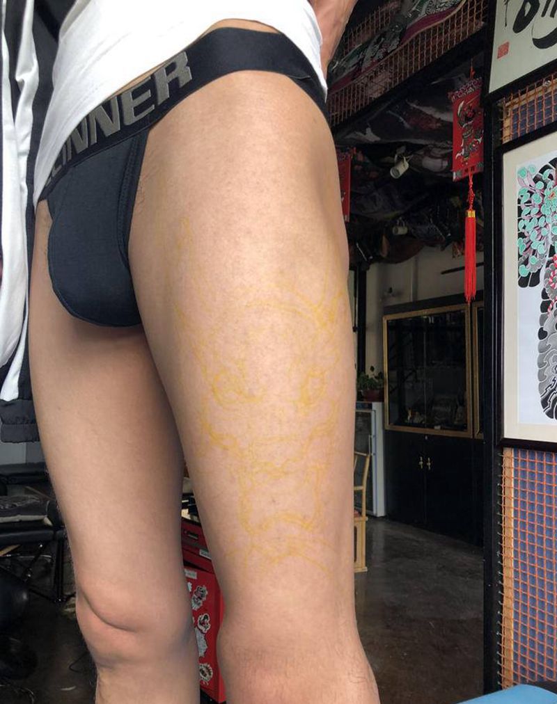 龙纹身图片_手臂腿部老传统新传统纹身图案