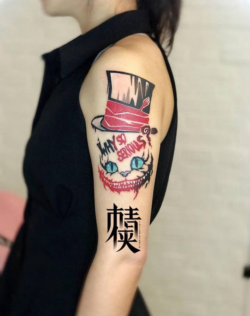 小丑猫纹身图片_手臂New School纹身图案
