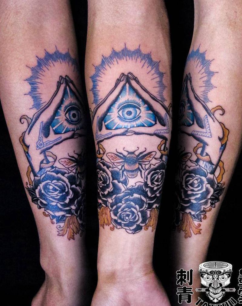 全视之眼纹身图片_手臂手部New SchoolOld School纹身图案