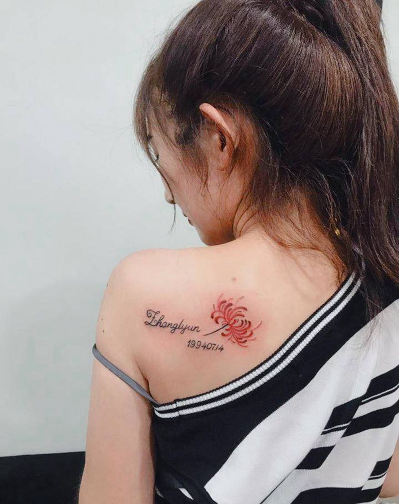 彼岸花纹身图片_手臂水墨纹身图案