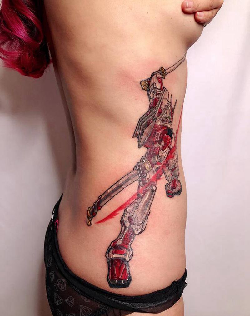 高达系列之红异端纹身图片_腰部腹部欧美写实New School纹身图案